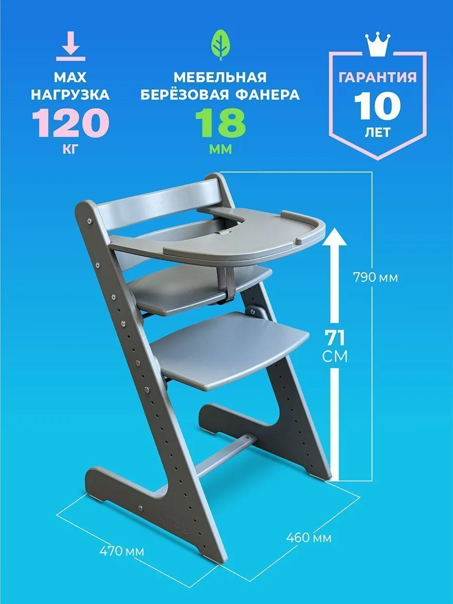 Стульчик для кормления Комфорт PRO — Серый