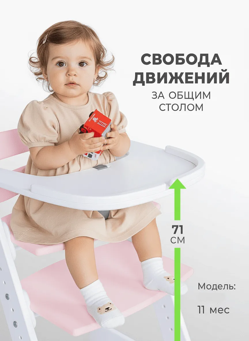 Стульчик для кормления Комфорт PRO — Белый-сакура