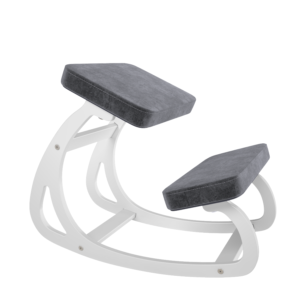 Коленный стул “Баланс”, берёзовая фанера — Бело-серый