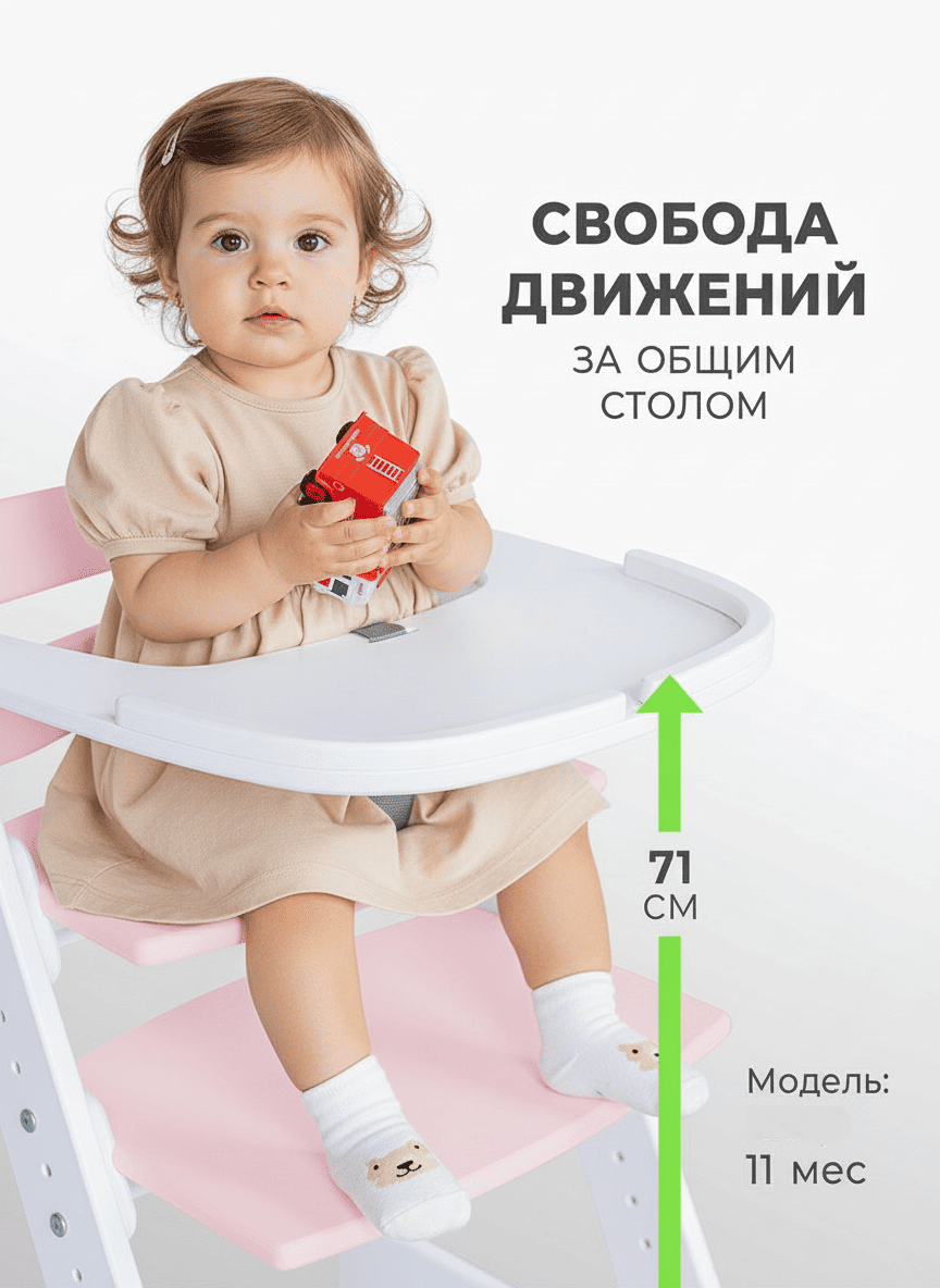 Стульчик для кормления Комфорт PRO — Белый-сакура